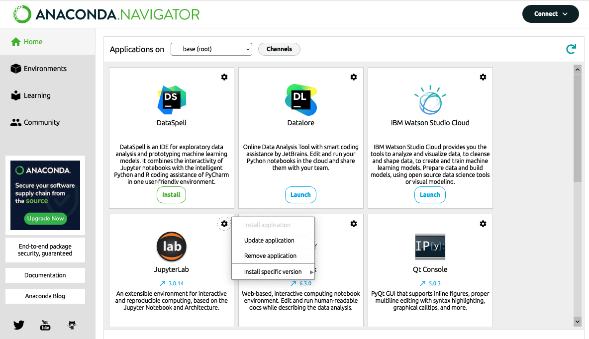 Screenshot of Anaconda Navigator