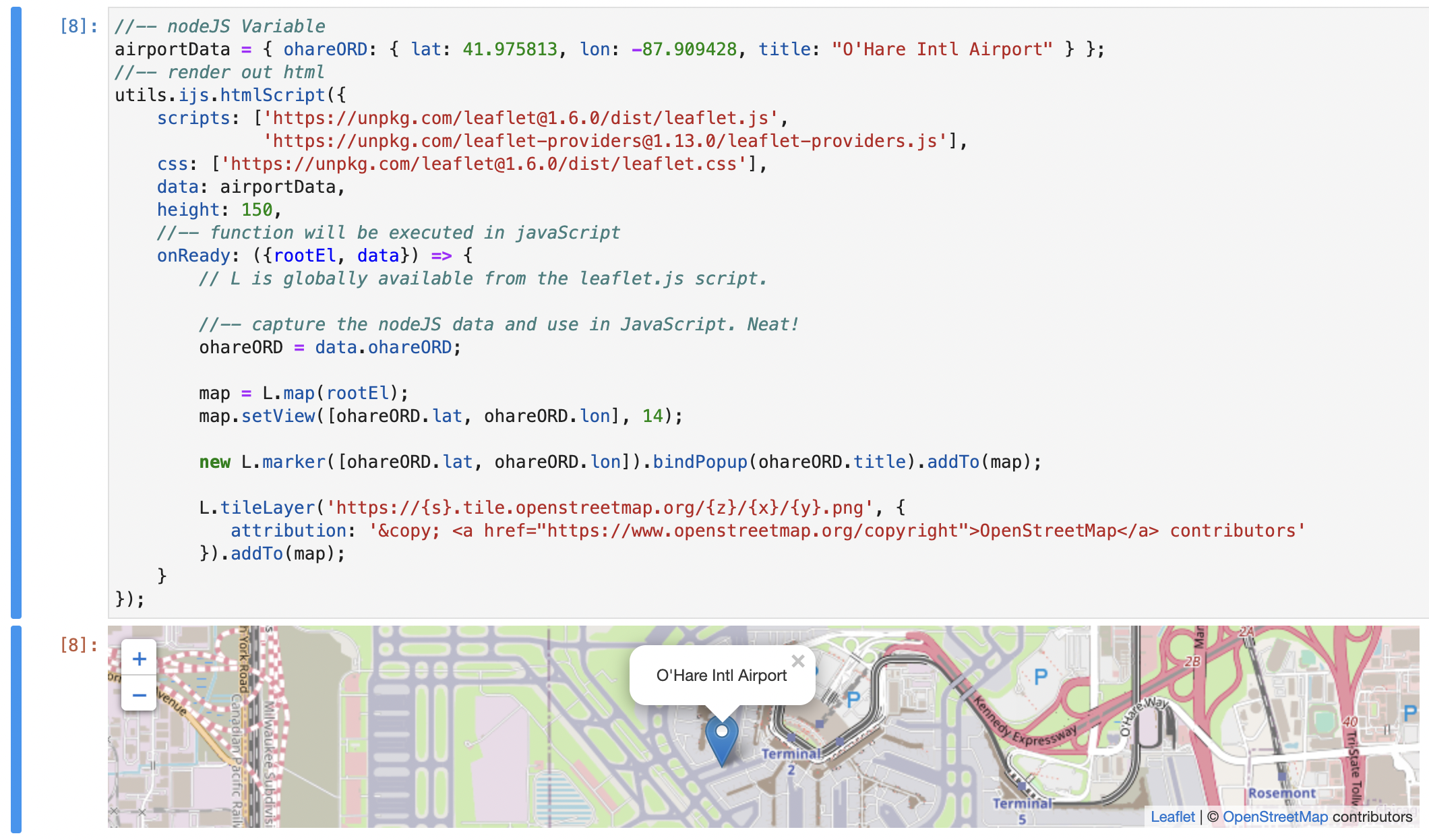 Screenshot of leaflet using htmlScript